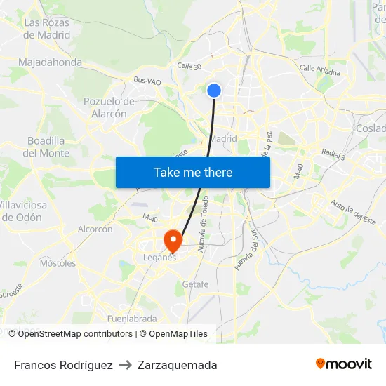 Francos Rodríguez to Zarzaquemada map