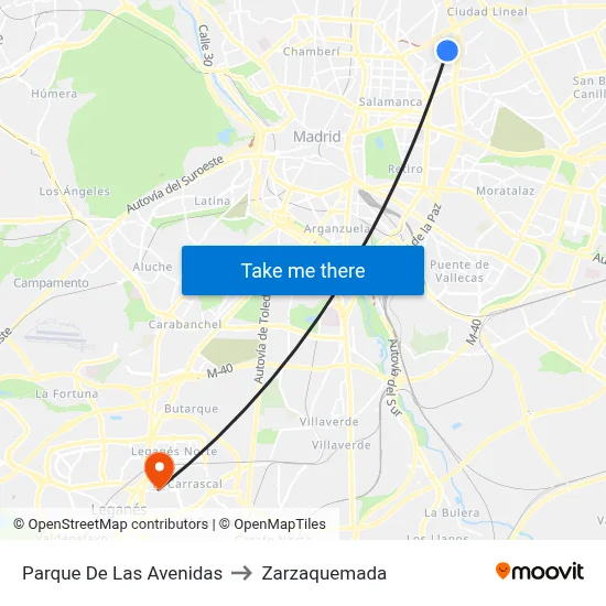 Parque De Las Avenidas to Zarzaquemada map