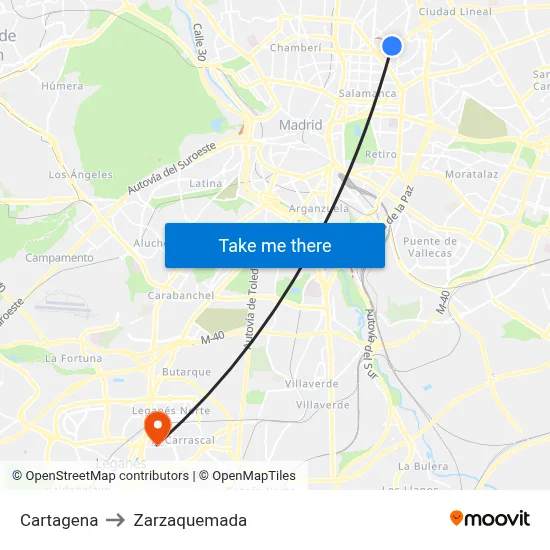 Cartagena to Zarzaquemada map