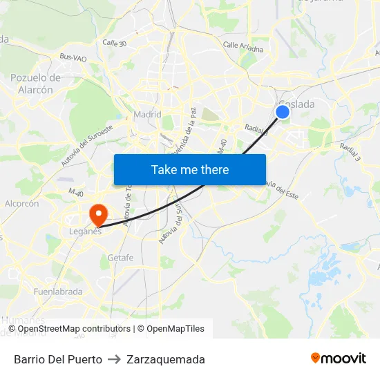 Barrio Del Puerto to Zarzaquemada map