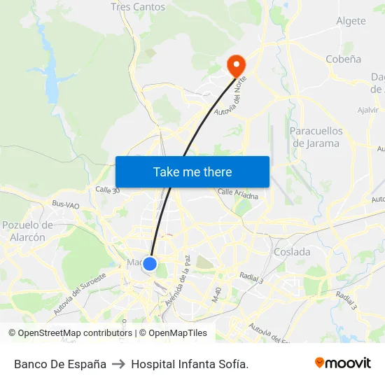 Banco De España to Hospital Infanta Sofía. map