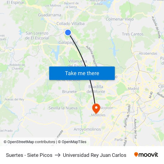 Suertes - Siete Picos to Universidad Rey Juan Carlos map
