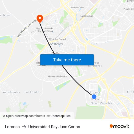 Loranca to Universidad Rey Juan Carlos map