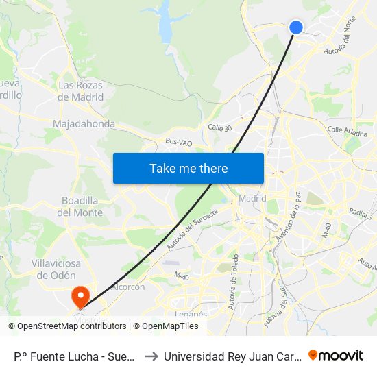 P.º Fuente Lucha - Sueños to Universidad Rey Juan Carlos map