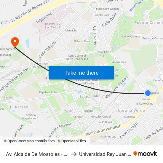 Av. Alcalde De Mostoles - Bécquer to Universidad Rey Juan Carlos map