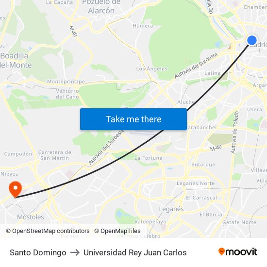 Santo Domingo to Universidad Rey Juan Carlos map