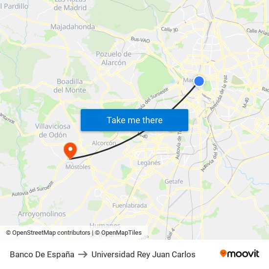 Banco De España to Universidad Rey Juan Carlos map