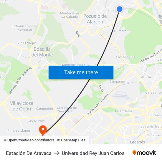 Estación De Aravaca to Universidad Rey Juan Carlos map