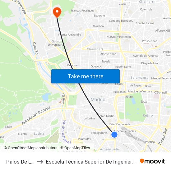 Palos De La Frontera to Escuela Técnica Superior De Ingenieros De Telecomunicación Upm map