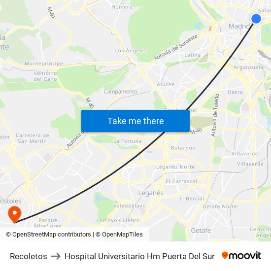 Recoletos to Hospital Universitario Hm Puerta Del Sur map