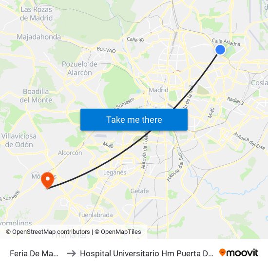 Feria De Madrid to Hospital Universitario Hm Puerta Del Sur map