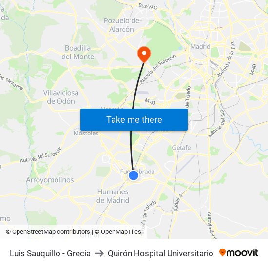 Luis Sauquillo - Grecia to Quirón Hospital Universitario map