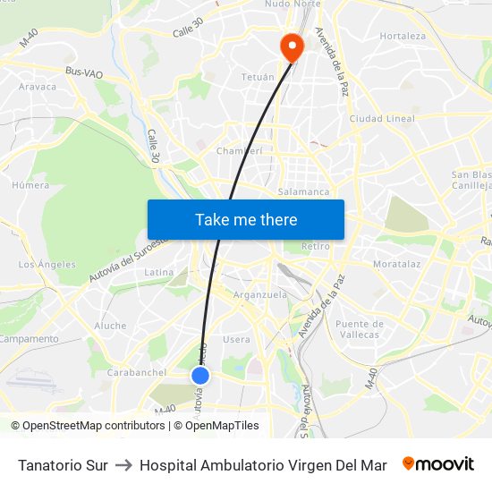 Tanatorio Sur to Hospital Ambulatorio Virgen Del Mar map
