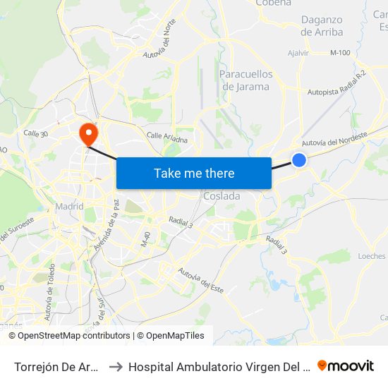 Torrejón De Ardoz to Hospital Ambulatorio Virgen Del Mar map