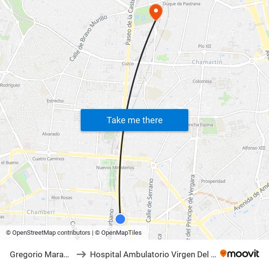 Gregorio Marañón to Hospital Ambulatorio Virgen Del Mar map