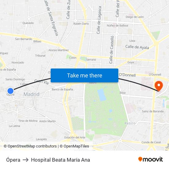 Ópera to Hospital Beata María Ana map