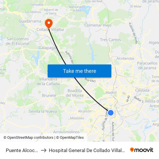 Puente Alcocer to Hospital General De Collado Villalba. map