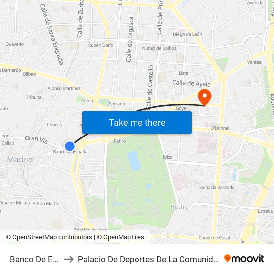 Banco De España to Palacio De Deportes De La Comunidad De Madrid map
