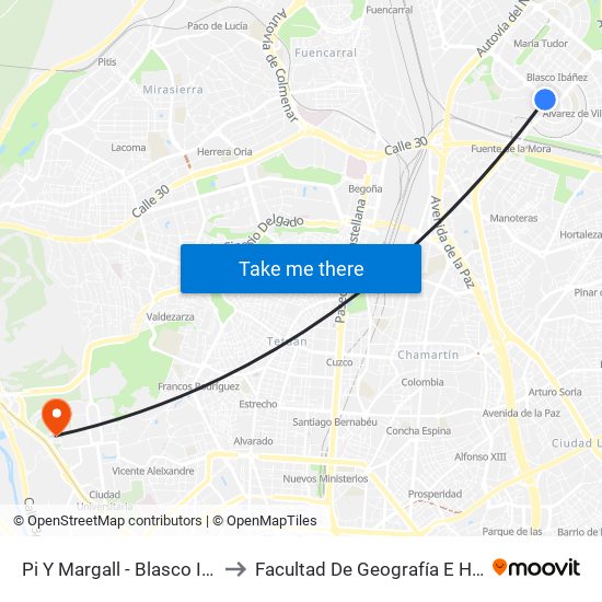 Pi Y Margall - Blasco Ibáñez to Facultad De Geografía E Historia map