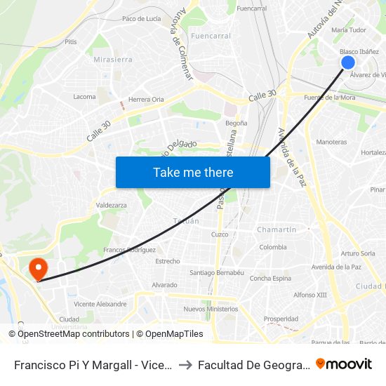 Francisco Pi Y Margall - Vicente Blasco Ibañez to Facultad De Geografía E Historia map