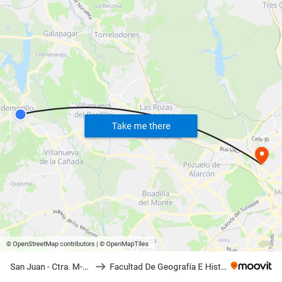 San Juan - Ctra. M-510 to Facultad De Geografía E Historia map