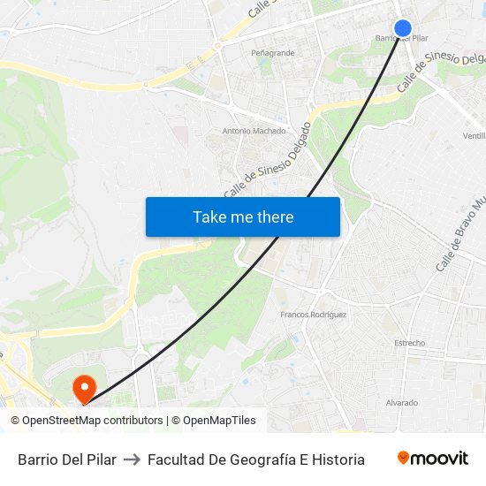 Barrio Del Pilar to Facultad De Geografía E Historia map