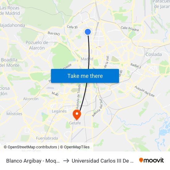 Blanco Argibay - Moquetas to Universidad Carlos III De Madrid map