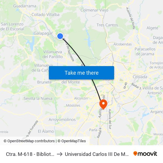 Ctra. M-618 - Biblioteca to Universidad Carlos III De Madrid map