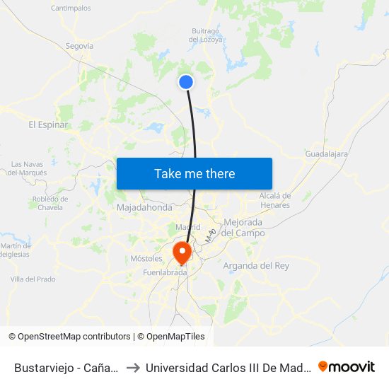 Bustarviejo - Cañada to Universidad Carlos III De Madrid map