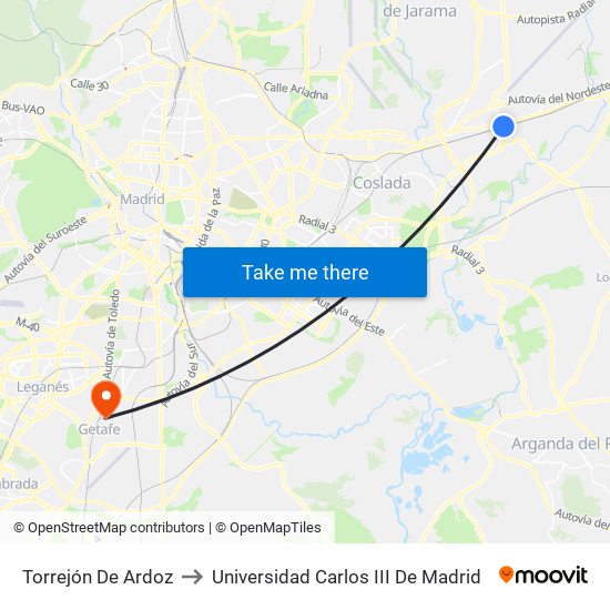 Torrejón De Ardoz to Universidad Carlos III De Madrid map