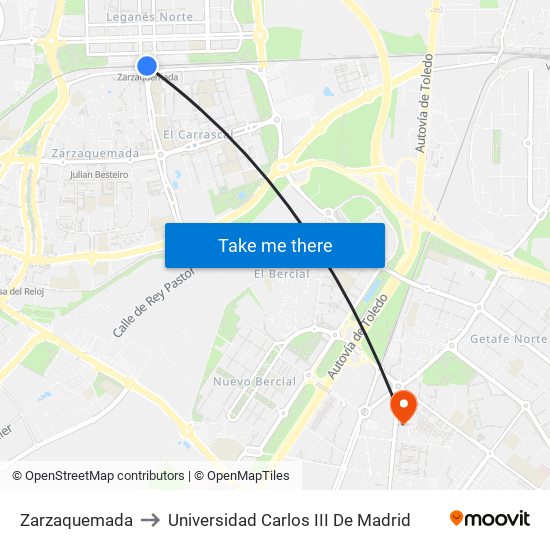 Zarzaquemada to Universidad Carlos III De Madrid map