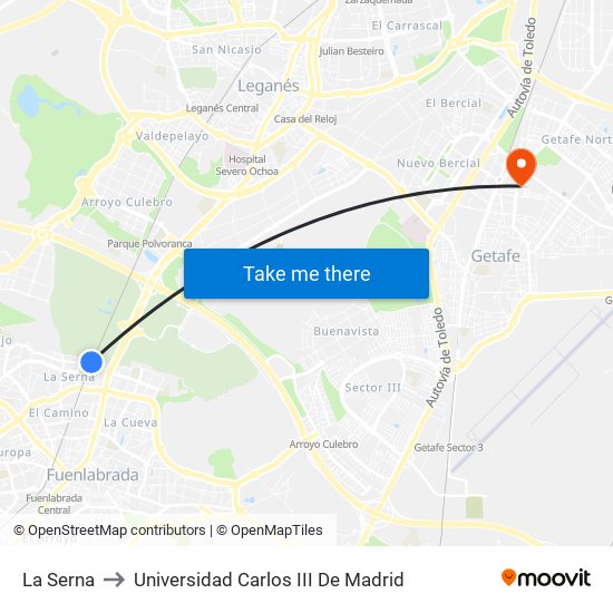 La Serna to Universidad Carlos III De Madrid map