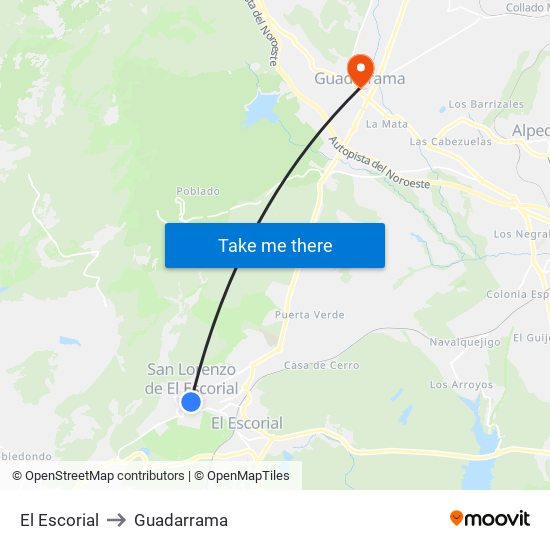 El Escorial to Guadarrama map