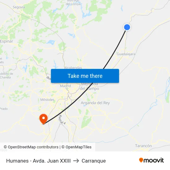 Humanes - Avda. Juan XXIII to Carranque map