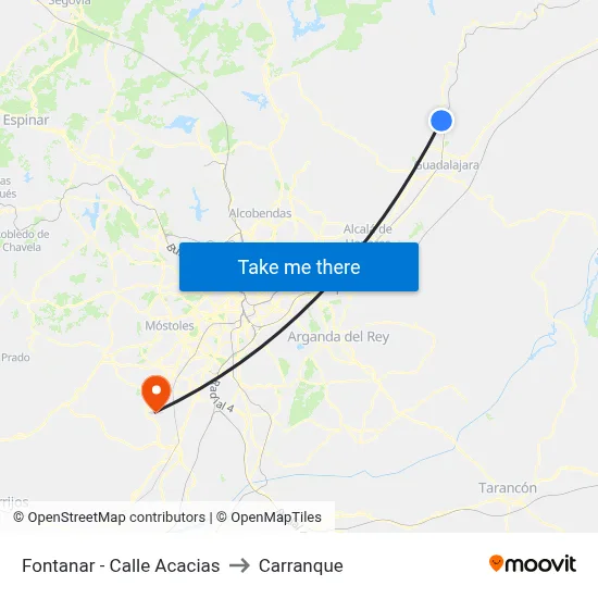 Fontanar - Acacias to Carranque map