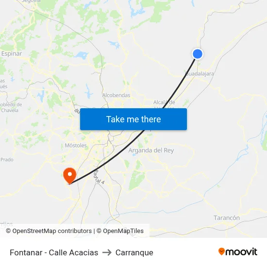 Fontanar - Acacias to Carranque map