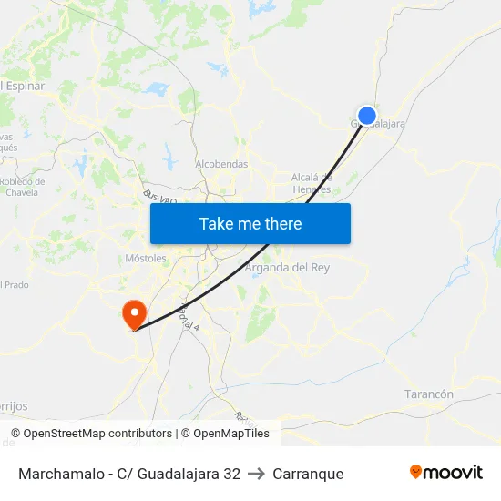 Marchamalo - C/ Guadalajara 32 to Carranque map