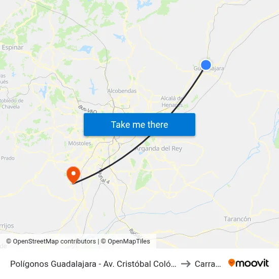 Polígonos Guadalajara - Av. Cristóbal Colón / Vasco Núñez to Carranque map