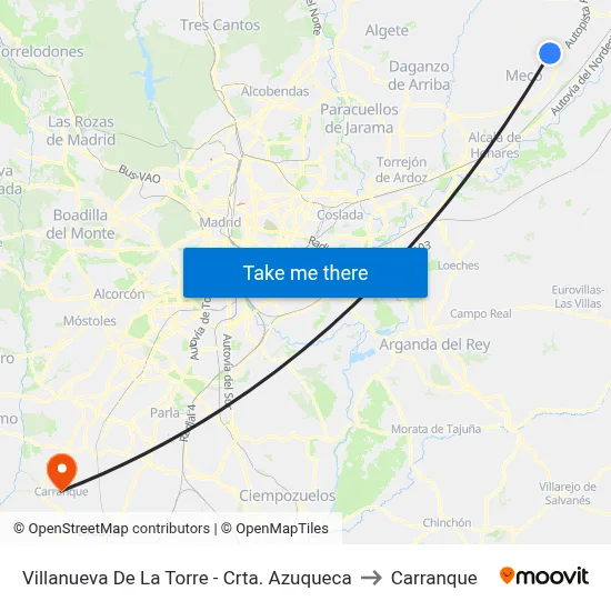 Villanueva De La Torre - Crta. Azuqueca to Carranque map