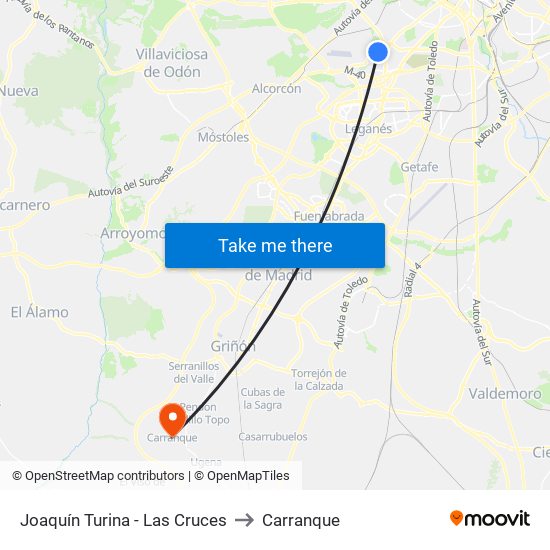 Joaquín Turina - Las Cruces to Carranque map