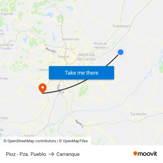 Pioz - Pza. Pueblo to Carranque map