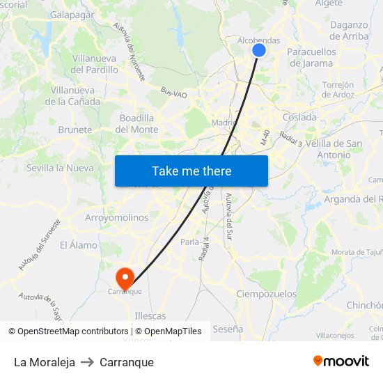 La Moraleja to Carranque map