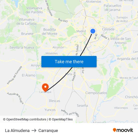 La Almudena to Carranque map
