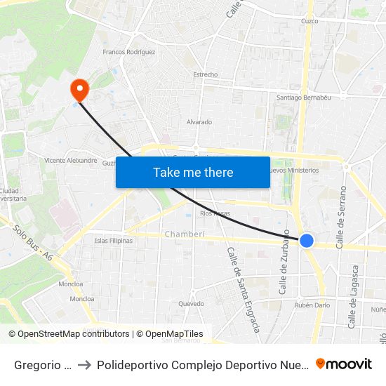 Gregorio Marañón to Polideportivo Complejo Deportivo Nuestra Señora De La Almudena map
