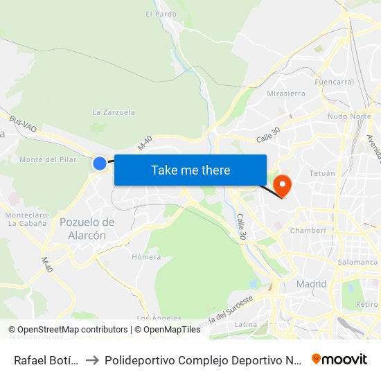 Rafael Botí - Archanda to Polideportivo Complejo Deportivo Nuestra Señora De La Almudena map