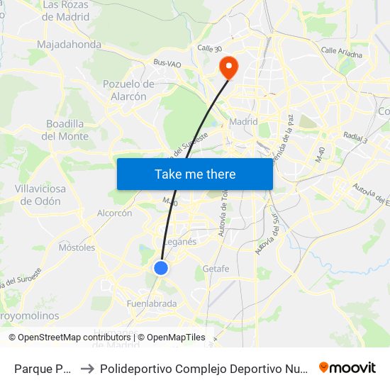 Parque Polvoranca to Polideportivo Complejo Deportivo Nuestra Señora De La Almudena map