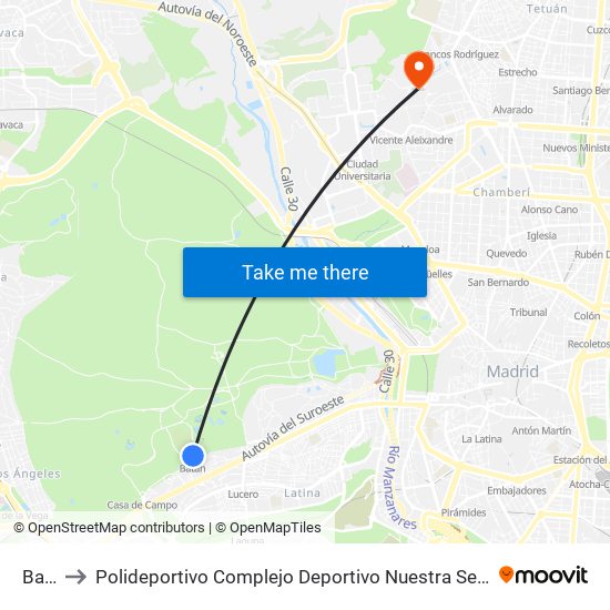 Batán to Polideportivo Complejo Deportivo Nuestra Señora De La Almudena map