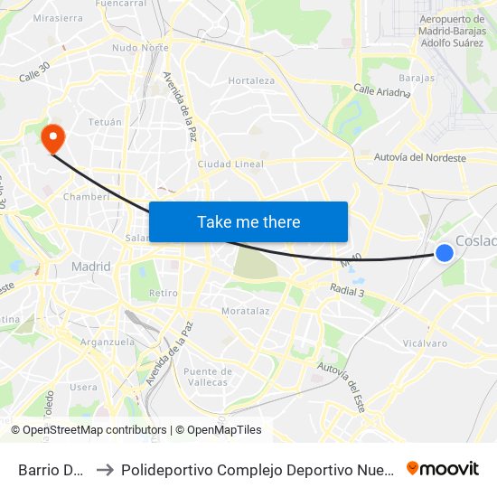 Barrio Del Puerto to Polideportivo Complejo Deportivo Nuestra Señora De La Almudena map