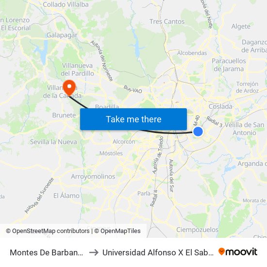 Montes De Barbanza to Universidad Alfonso X El Sabio map