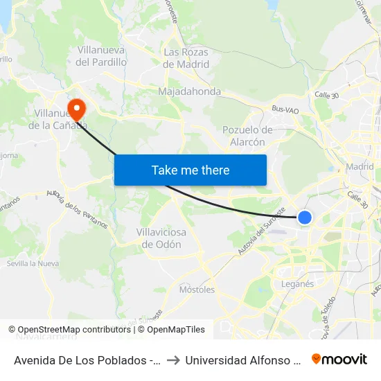 Avenida De Los Poblados - Comisaria to Universidad Alfonso X El Sabio map